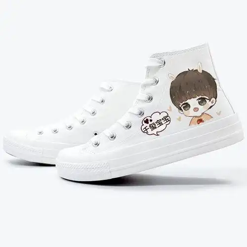 易烊千玺同款鞋子小学初中生布鞋女高帮平帆布鞋