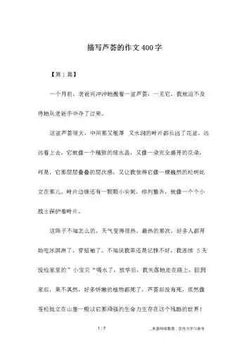 描写芦荟的作文400字.docx 7页