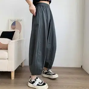 棉麻裤子日系风格女春夏运动裤穿搭奶奶裤灯笼裤哈伦萝卜休闲工装