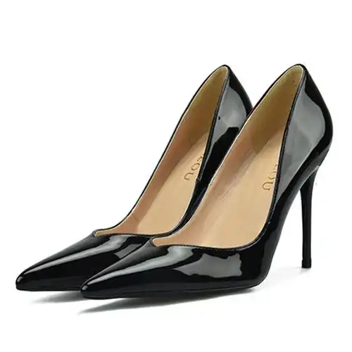 6/8/10厘米大码高跟鞋40-43-44-45-46防滑漆皮细跟小码单鞋32 33