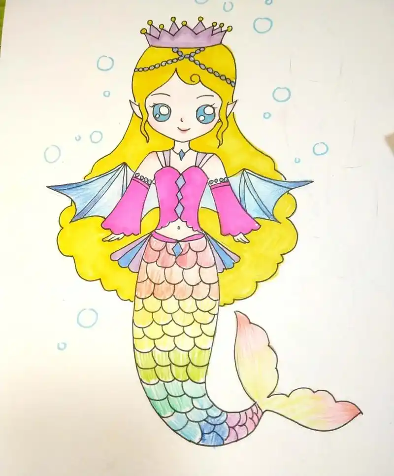 美人鱼女孩儿童画 参考修改,存图.