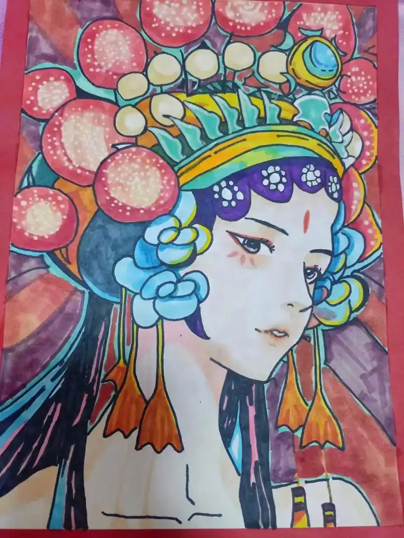 临摹 #国粹#纸绘 #马克笔手绘 #京剧人物 - 抖音