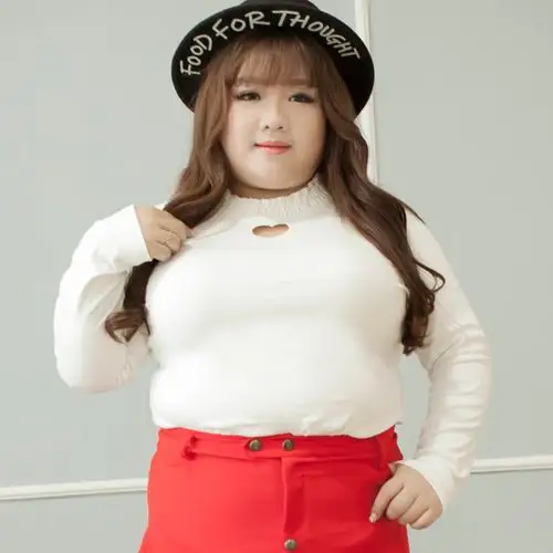 大码女装春装200斤2017纯棉黑白纯色甜美胖妹妹