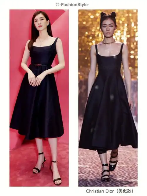 江疏影dior品牌活动造型穿优雅经典小黑裙
