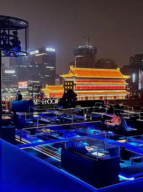 西安绝美夜景在这360c四季全景露天酒吧