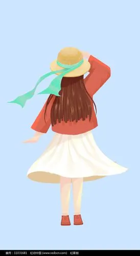 原创插画唯美手绘小女孩背影素材psd图片_人物插画_编号11031681_红动