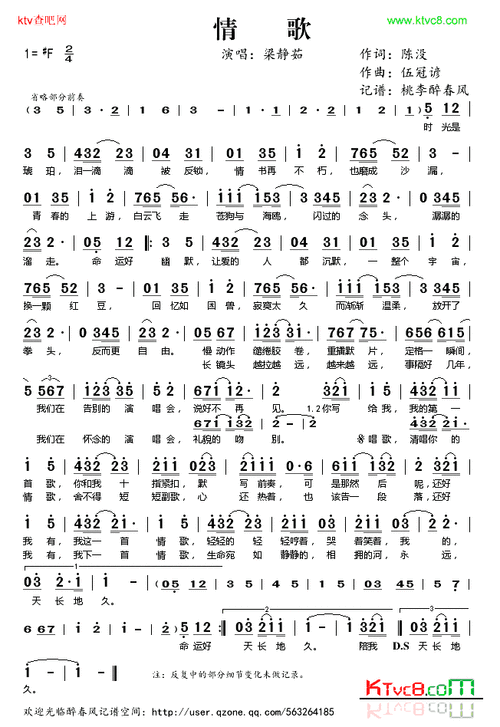 情歌简谱-梁静茹演唱1