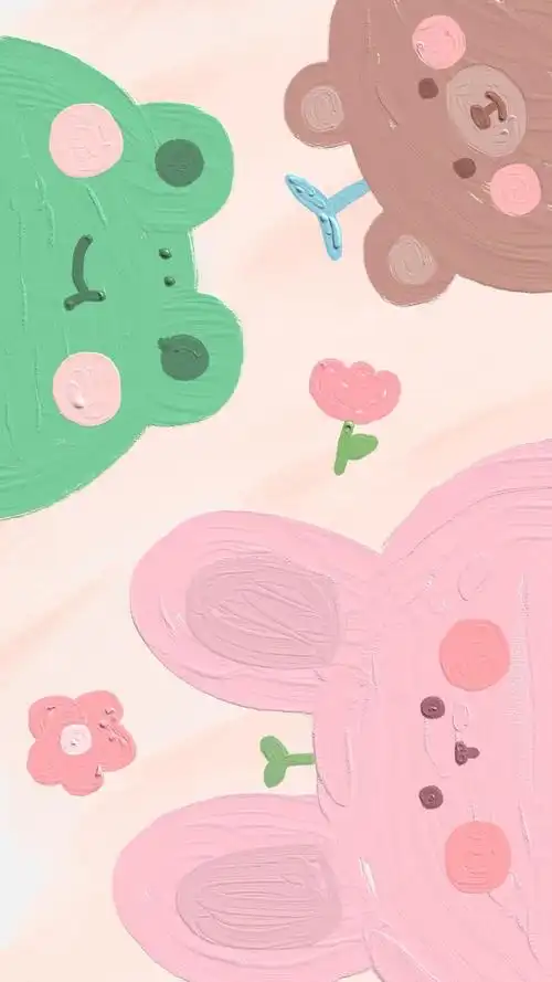 少女心粉色可爱油画风手机壁纸