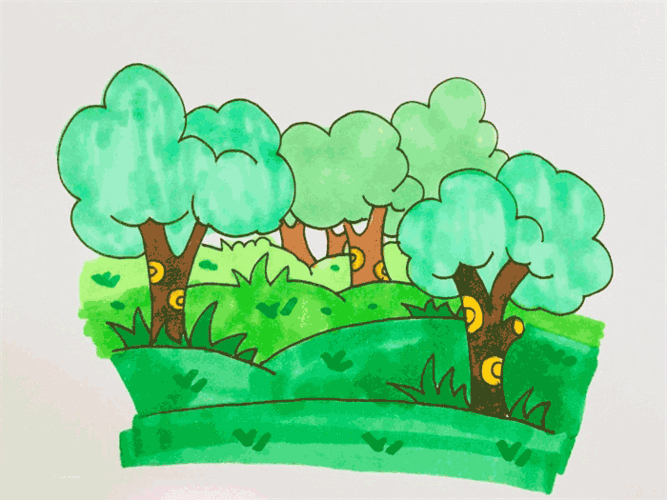 儿童简笔画树林里的故事绘画简笔画森林儿童画大全 - 毛毛简笔画树林