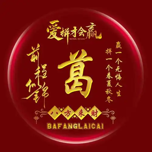 励志主题,烫金字体姓氏微信头像:爱拼才会赢(一)