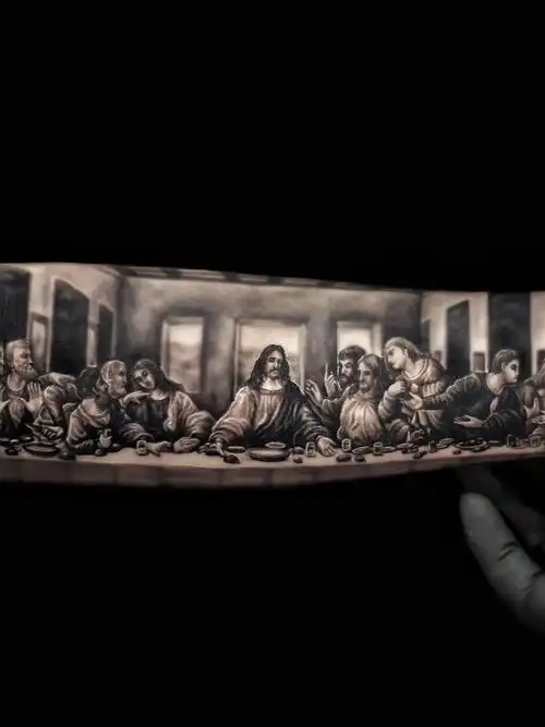 《最后的晚餐》_纹身图案手稿图片_阿开的纹身作品集