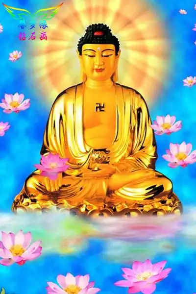 钻石diy画圆方钻满钻莲花南无阿弥陀佛金身十字绣十字绣套件