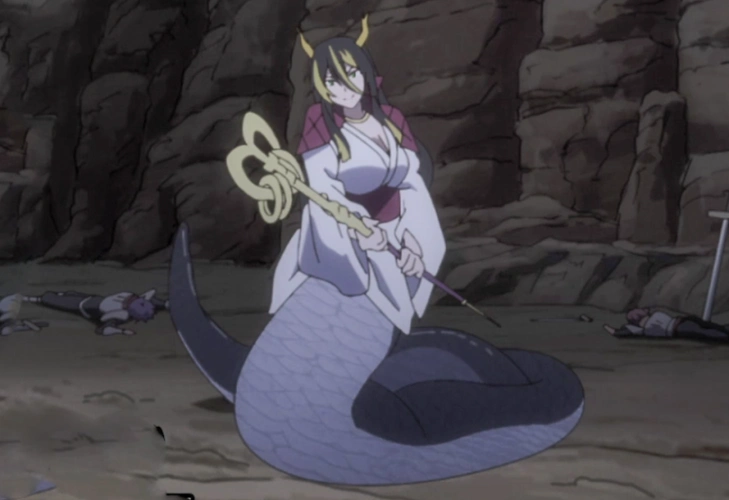 第二种是人蛇形态,就是人身蛇尾,这是阿尔薇思战斗姿态,变身成人蛇