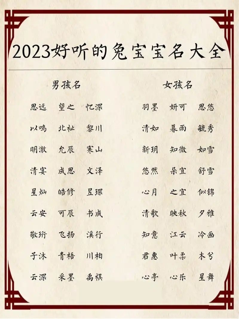 2023好听的兔宝宝名大全 【云辰】 取自楚辞中"云霓纷兮晻翳,参辰回兮