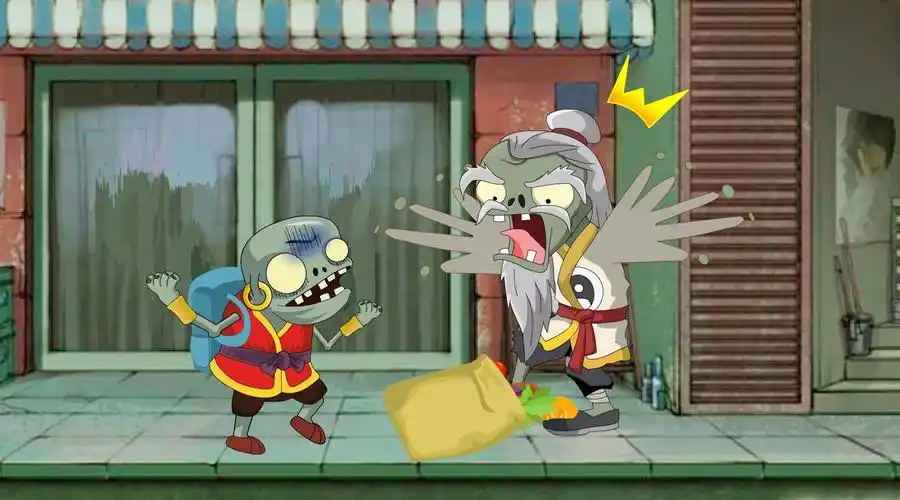 武僧小鬼僵尸想要帮助老爷爷拿东西,可是貌似他的好心没有得到好报