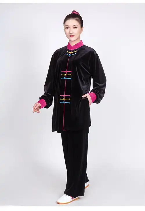 武极堂太极服女新款飘逸金丝绒秋冬加厚南韩武术太极拳练功服秋装春秋