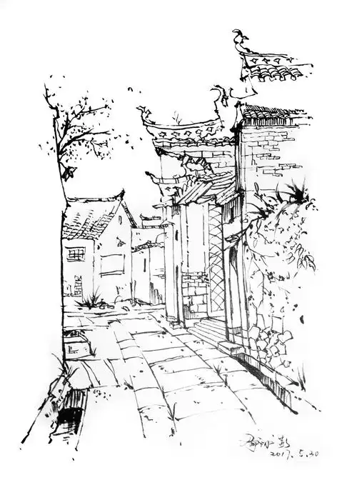 速写-江西瑶里(写生 秀丽笔篇)