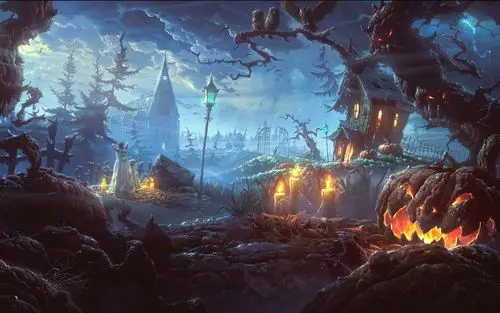 暗黑风万圣节动漫主题桌面壁纸