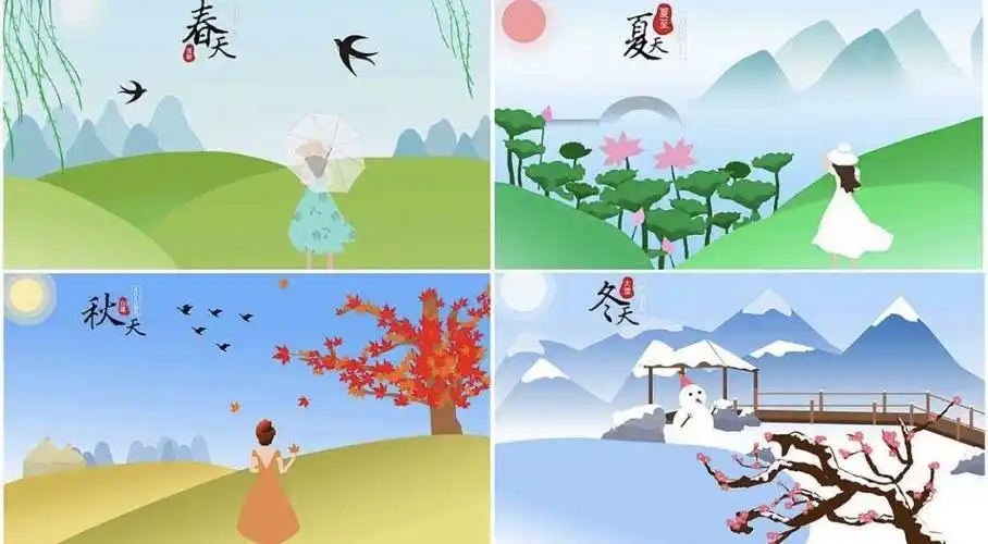 一年分为四个季节 分别是 春 夏 秋 冬