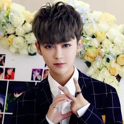 网红短发假发男韩版帅气逼真男生短卷发蓬松自然齐刘海造型假发套