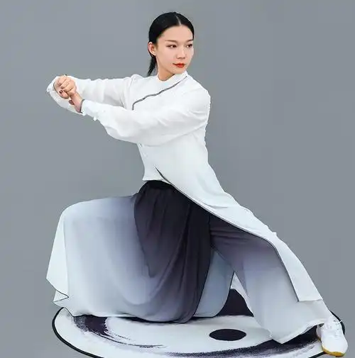 马蕾太极夏秋女新款太极服武术练功表演服传统休闲太极渐变色新款