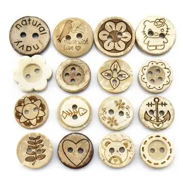 天然椰子纽扣儿童毛衣扣宝宝衣服开衫装饰扣卡通可爱两眼四眼扣子