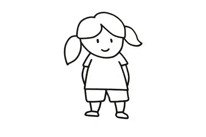 步骤简笔画手把手教你怎么画漂亮的小姑娘时髦小女孩简笔画6儿童画