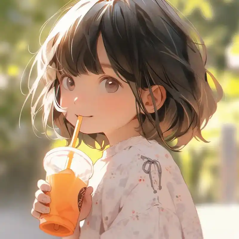 喝奶茶的小女孩.#优质头像 #萌娃漫画头像 #女生头像 #动 - 抖音