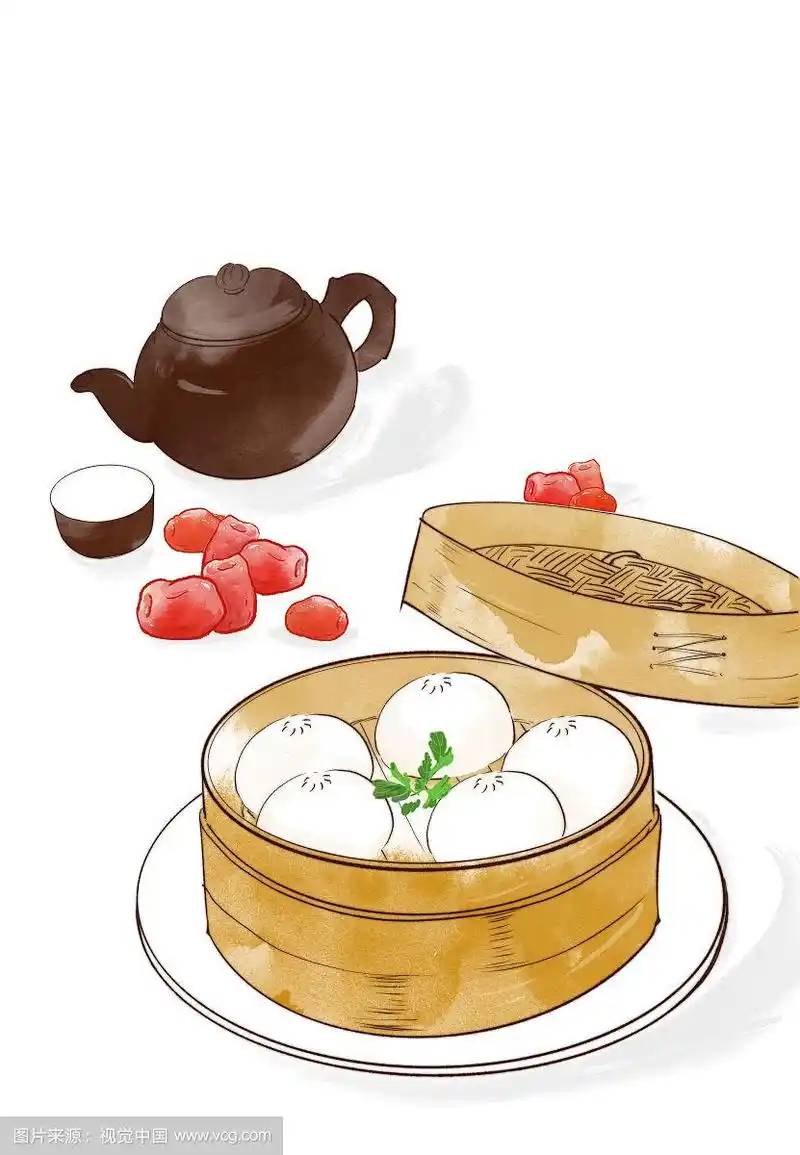 水彩美食插画传统美食饺子