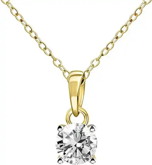 天然钻石单粒宝石吊坠 igi 认证 1/2 克拉女士钻石吊坠 14k 黄金单粒