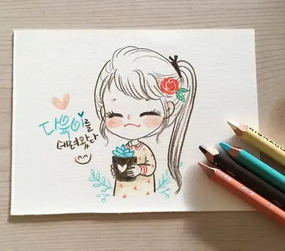 60张萌萌的彩铅小女孩简笔画彩铅画可爱小女孩简单