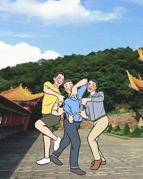 三人拍照的精髓:三人拍照时,摆出来的造型可以稍稍复杂,但重点依然是