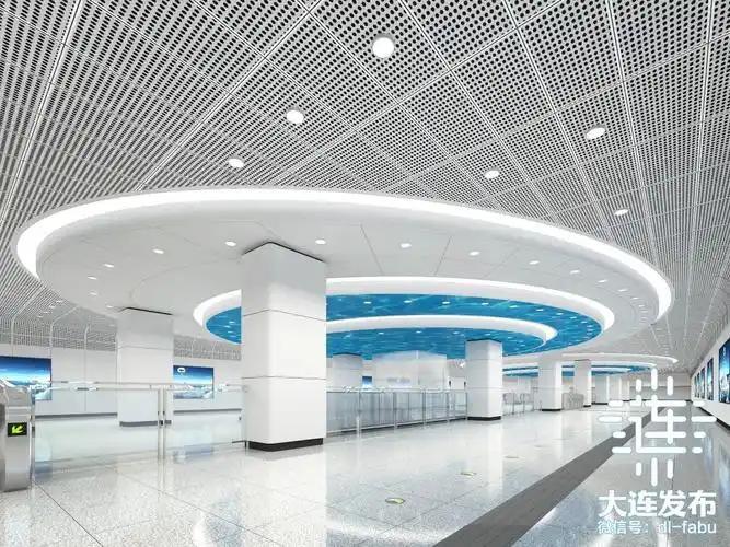 效果图装修设计理念源于轻松愉快的公园场景"蓝天绿树",将地铁车站