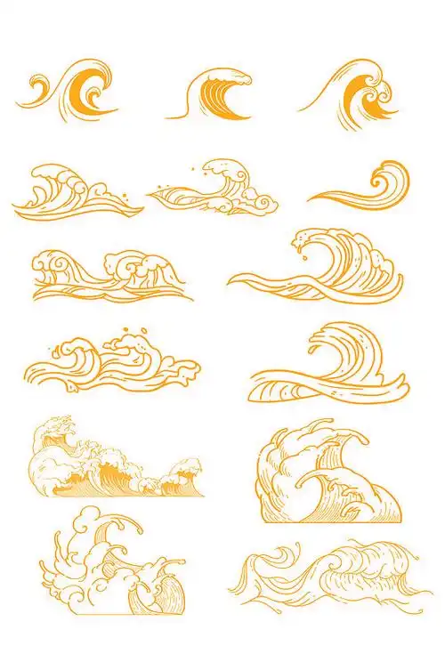 中式浪花纹海水纹中国风免扣元素