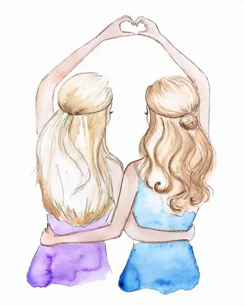 两个女孩简笔画 两个女孩简笔画图片大全可爱