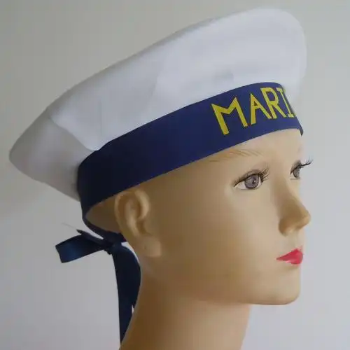 徽标绣字蓝边飘带海军情趣水兵帽万圣诞节狂欢儿童舞会派对水手帽