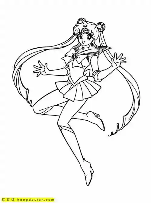 12张为正义而战的美少女战士月野兔卡通涂色图片 | 红豆饭小学生简笔