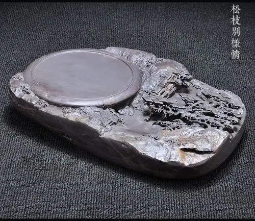 割紫云砚台文房四宝肇庆端砚正宗广东特产杨健文作品 小桥流水砚