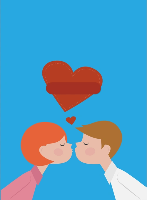 一吻定情撅嘴男女背景素材