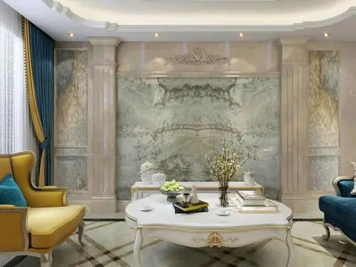 大理石背景墙部分效果图方案_石材