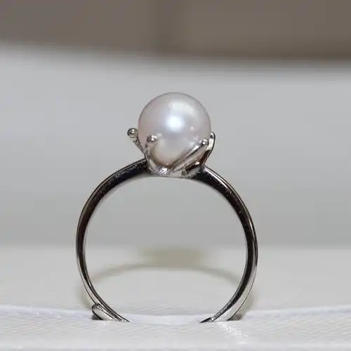 淡水珍珠戒指指环镶嵌花蕊时尚韩版甜美手饰