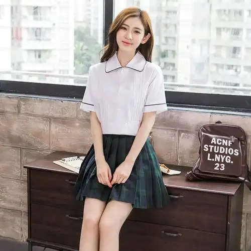 格子百褶裙套装初高中大学生校服班服学院风衬衫水手服学生装韩版