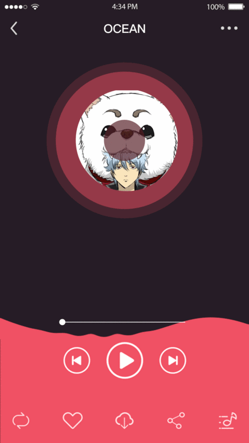 播放器界面液态跳动效果