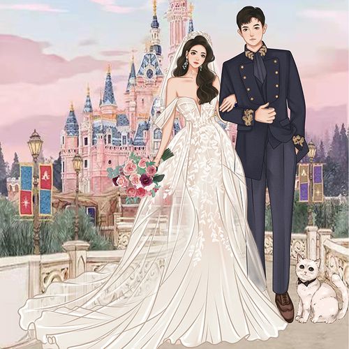 婚礼真人照片转写实头像漫画请柬卡通定制作结婚logo设计情侣手绘