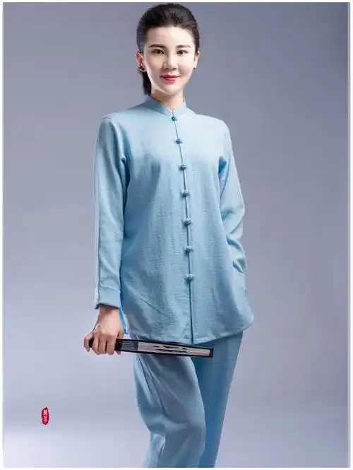 夏季太极男女新品中国国风棉麻武术练功短袖太极服