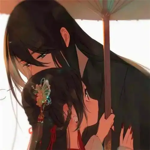 古风情头动漫一左一右分开高清图片_情侣动漫头像_头像屋