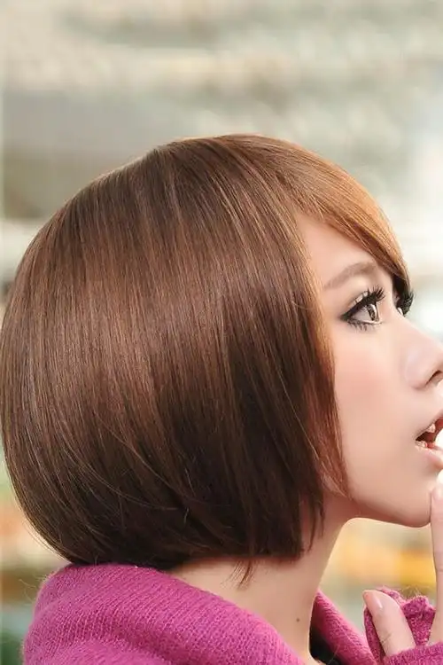 假发女短发帅气短头发逼真波波头假发短直发齐斜刘海时尚修脸发套