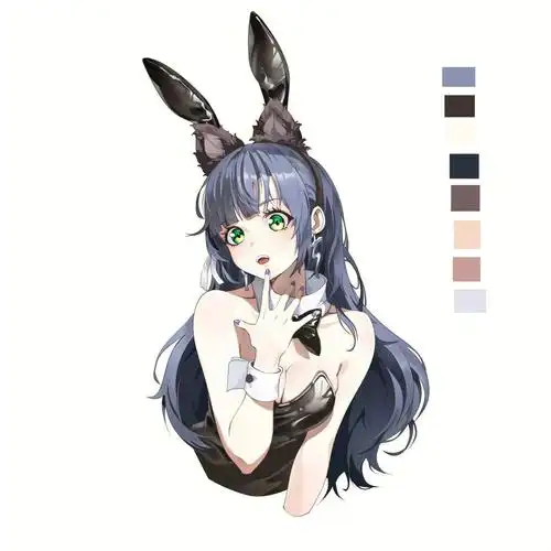 绘画过程二次元兔耳娘