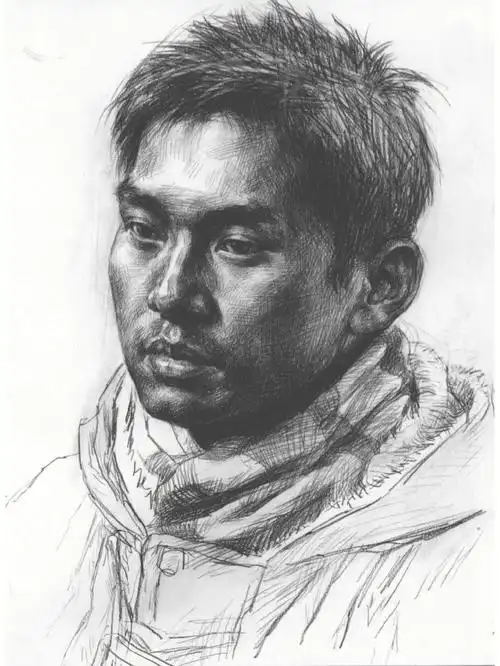素描干货之半侧面男青年