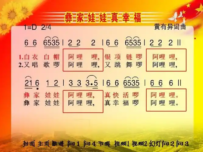 二年级上册音乐课件-彝家娃娃真幸福 (4)|人音版(简谱)(2014秋)ppt